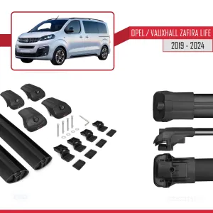 Opel / Vauxhall Zafira Life 2019 ve Sonrası ile uyumlu ACE-1 Ara Atkı Tavan Barı SİYAH thumb 5