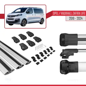 Opel / Vauxhall Zafira Life 2019 ve Sonrası ile uyumlu ACE-1 Ara Atkı Tavan Barı GRİ 3 ADET BAR thumb 5