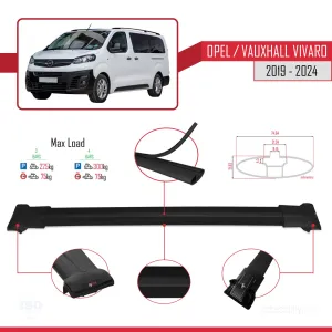 Opel / Vauxhall Vivaro 2019 ve Sonrası ile uyumlu FLY Model Ara Atkı Tavan Barı SİYAH 3 ADET - Görsel 4