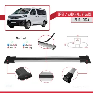 Opel / Vauxhall Vivaro 2019 ve Sonrası ile uyumlu FLY Model Ara Atkı Tavan Barı GRİ - Görsel 5