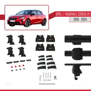Opel / Vauxhall Corsa (F) 2019 ve Sonrası ile uyumlu ACE-4 Ara Atkı Tavan Barı SİYAH thumb 5