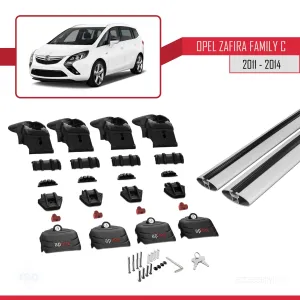 Opel - Vauxhall Zafira Family C 2011-2014 Arası ile uyumlu ACE-2 Ara Atkı Tavan Barı GRİ thumb 5