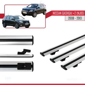 Nissan Qashqai +2 (NJ10) 2008-2013 Arası ile uyumlu Basic Model Ara Atkı Tavan Barı GRİ 3 ADET - Görsel 3