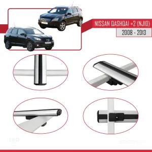 Nissan Qashqai +2 (NJ10) 2008-2013 Arası ile uyumlu Basic Model Ara Atkı Tavan Barı GRİ 3 ADET - Görsel 4
