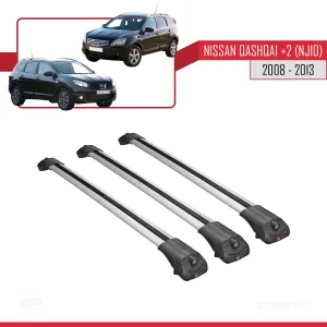 Nisssan Qashqai +2 (NJ10) 2008-2013 Arası ile uyumlu ACE-1 Ara Atkı Tavan Barı GRİ 3 ADET BAR thumb 3