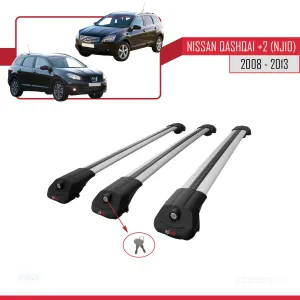 Nisssan Qashqai +2 (NJ10) 2008-2013 Arası ile uyumlu ACE-1 Ara Atkı Tavan Barı GRİ 3 ADET BAR thumb 4