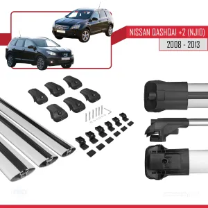 Nisssan Qashqai +2 (NJ10) 2008-2013 Arası ile uyumlu ACE-1 Ara Atkı Tavan Barı GRİ 3 ADET BAR thumb 5