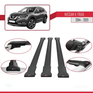 Nissan X-Trail 2014-2021 Arası ile Uyumlu FLY Model Ara Atkı Tavan Barı SİYAH 3 ADET BAR thumb 5