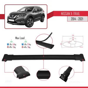 Nissan X-Trail 2014-2021 Arası ile uyumlu FLY Model Ara Atkı Tavan Barı SİYAH thumb 4