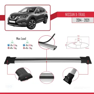 Nissan X-Trail 2014-2021 Arası ile uyumlu FLY Model Ara Atkı Tavan Barı GRİ 3 ADET BAR thumb 4