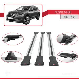 Nissan X-Trail 2014-2021 Arası ile uyumlu FLY Model Ara Atkı Tavan Barı GRİ 3 ADET BAR thumb 5