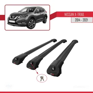 Nissan X-Trail 2014-2021 Arası ile uyumlu ACE-1 Ara Atkı Tavan Barı SİYAH 3 ADET BAR thumb 4