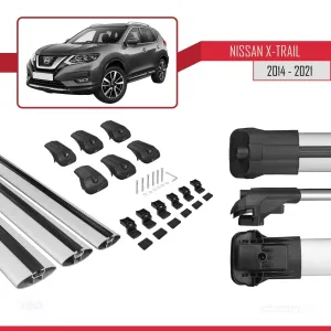 Nissan X-Trail 2014-2021 Arası ile uyumlu ACE-1 Ara Atkı Tavan Barı GRİ 3 ADET BAR thumb 5