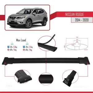 Nissan Rogue 2014-2020 Arası ile uyumlu FLY Model Ara Atkı Tavan Barı SİYAH thumb 4