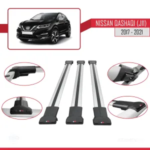 Nissan Qashqai 2017-2021 Arası ile Uyumlu FLY Model Ara Atkı Tavan Barı GRİ 3 ADET BAR thumb 5