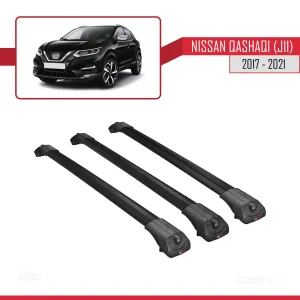 Nissan Qashqai 2017-2021 Arası ile uyumlu ACE-1 Ara Atkı Tavan Barı SİYAH 3 ADET BAR thumb 3