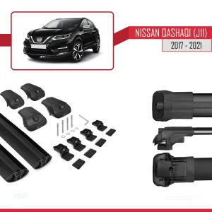 Nissan Qashqai 2017-2021 Arası ile uyumlu ACE-1 Ara Atkı Tavan Barı SİYAH thumb 5