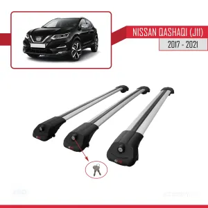 Nissan Qashqai 2017-2021 Arası ile uyumlu ACE-1 Ara Atkı Tavan Barı GRİ 3 ADET BAR thumb 4