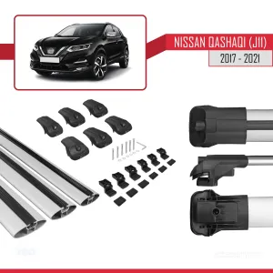 Nissan Qashqai 2017-2021 Arası ile uyumlu ACE-1 Ara Atkı Tavan Barı GRİ 3 ADET BAR thumb 5