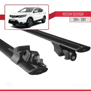 Nissan Qashqai 2014-2017 Arası ile uyumlu HOOK Model Anahtar Kilitli Ara Atkı Tavan Barı SİYAH thumb 5