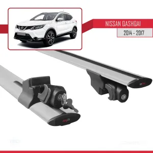 Nissan Qashqai 2014-2017 Arası ile uyumlu HOOK Model Anahtar Kilitli Ara Atkı Tavan Barı GRİ thumb 5
