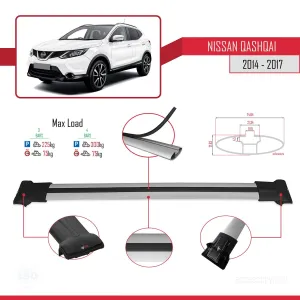 Nissan Qashqai 2014-2017 Arası ile Uyumlu FLY Model Ara Atkı Tavan Barı GRİ 3 ADET BAR thumb 4