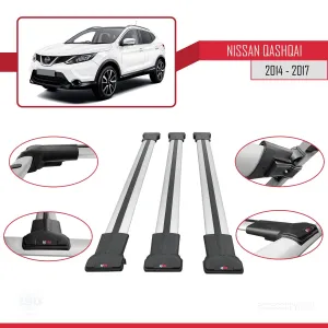 Nissan Qashqai 2014-2017 Arası ile Uyumlu FLY Model Ara Atkı Tavan Barı GRİ 3 ADET BAR thumb 5
