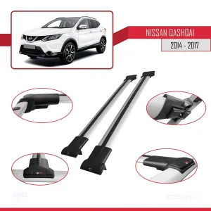 Nissan Qashqai 2014-2017 Arası ile uyumlu FLY Model Ara Atkı Tavan Barı GRİ - Görsel 5