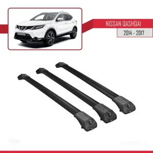 Nissan Qashqai 2014-2017 Arası ile uyumlu ACE-1 Ara Atkı Tavan Barı SİYAH 3 ADET BAR thumb 3
