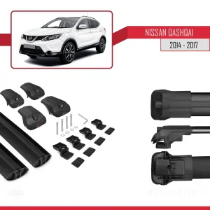 Nissan Qashqai 2014-2017 Arası ile uyumlu ACE-1 Ara Atkı Tavan Barı SİYAH - Görsel 5
