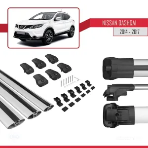 Nissan Qashqai 2014-2017 Arası ile uyumlu ACE-1 Ara Atkı Tavan Barı GRİ 3 ADET BAR thumb 5