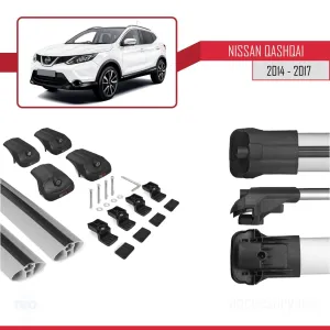 Nissan Qashqai 2014-2017 Arası ile uyumlu ACE-1 Ara Atkı Tavan Barı GRİ thumb 5