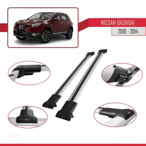Nissan Qashqai 2010-2014 Arası ile uyumlu FLY Model Ara Atkı Tavan Barı GRİ - Görsel 5
