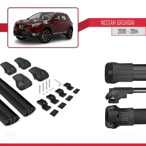 Nissan Qashqai 2010-2014 Arası ile uyumlu ACE-1 Ara Atkı Tavan Barı SİYAH thumb 5