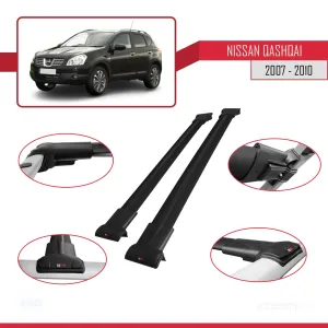 Nissan Qashqai 2007-2010 Arası ile uyumlu FLY Model Ara Atkı Tavan Barı SİYAH thumb 5