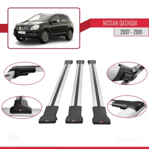 Nissan Qashqai 2007-2010 Arası ile Uyumlu FLY Model Ara Atkı Tavan Barı GRİ 3 ADET BAR thumb 5