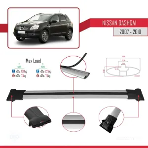 Nissan Qashqai 2007-2010 Arası ile uyumlu FLY Model Ara Atkı Tavan Barı GRİ - Görsel 4