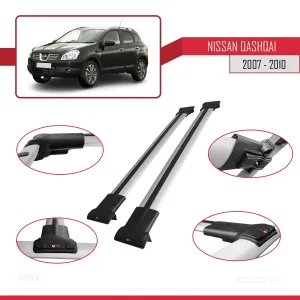 Nissan Qashqai 2007-2010 Arası ile uyumlu FLY Model Ara Atkı Tavan Barı GRİ - Görsel 5