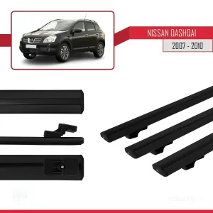 Nissan Qashqai 2007-2010 Arası ile uyumlu Basic Model Ara Atkı Tavan Barı SİYAH 3 ADET thumb 3