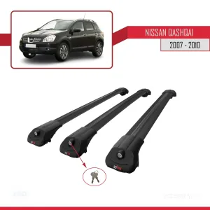 Nissan Qashqai 2007-2010 Arası ile uyumlu ACE-1 Ara Atkı Tavan Barı SİYAH 3 ADET BAR thumb 4