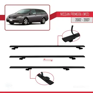 Nissan Primera (W12) 2002-2007 Arası ile uyumlu Basic Model Ara Atkı Tavan Barı SİYAH 3 ADET thumb 5