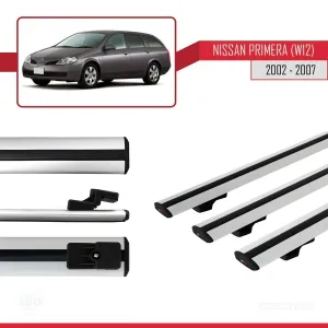 Nissan Primera (W12) 2002-2007 Arası ile uyumlu Basic Model Ara Atkı Tavan Barı GRİ 3 ADET thumb 3