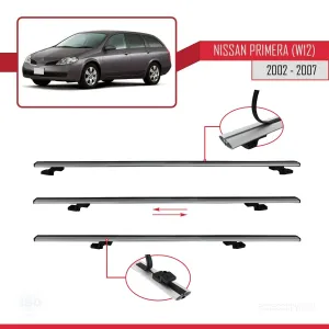 Nissan Primera (W12) 2002-2007 Arası ile uyumlu Basic Model Ara Atkı Tavan Barı GRİ 3 ADET thumb 5