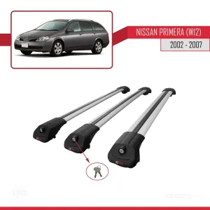 Nissan Primera (W12) 2002-2007 Arası ile uyumlu ACE-1 Ara Atkı Tavan Barı GRİ 3 ADET BAR thumb 4