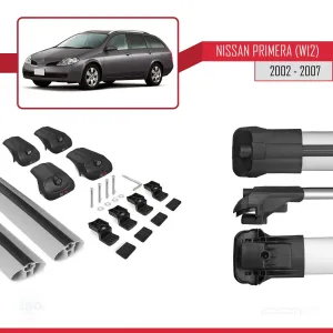 Nissan Primera (W12) 2002-2007 Arası ile uyumlu ACE-1 Ara Atkı Tavan Barı GRİ thumb 5