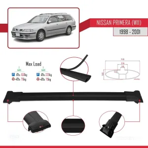 Nissan Primera (W11) 1998-2001 Arası ile Uyumlu FLY Model Ara Atkı Tavan Barı SİYAH - Görsel 4