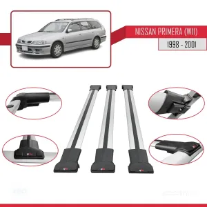 Nissan Primera (W11) 1998-2001 Arası ile Uyumlu FLY Model Ara Atkı Tavan Barı GRİ 3 ADET BAR thumb 5