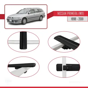 Nissan Primera (W11) 1998-2001 Arası ile uyumlu Basic Model Ara Atkı Tavan Barı SİYAH 3 ADET thumb 4