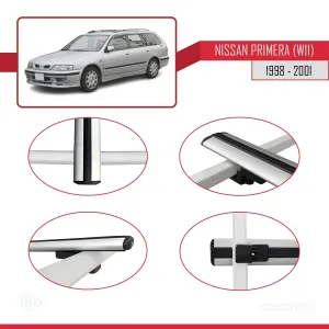 Nissan Primera (W11) 1998-2001 Arası ile uyumlu Basic Model Ara Atkı Tavan Barı GRİ 3 ADET thumb 4