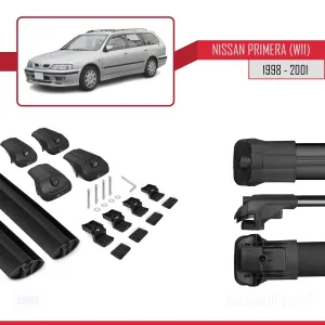 Nissan Primera (W11) 1998-2001 Arası ile uyumlu ACE-1 Ara Atkı Tavan Barı SİYAH thumb 5